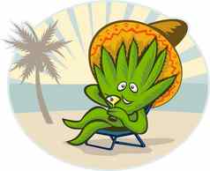 龙舌兰植物卡通帽子他马提尼海滩
