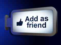 社会网络概念添加朋友拇指广告牌背景