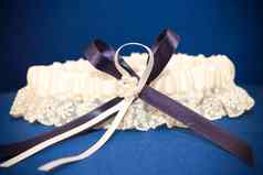 婚礼装饰蓝色的吊袜丝带花边线头