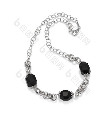 黑色的缟<strong>玛瑙</strong>珠项链链接链