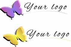 插图黄色的紫罗兰色的蝴蝶标志