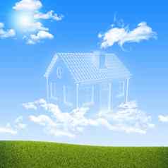 房子云天空绿色草
