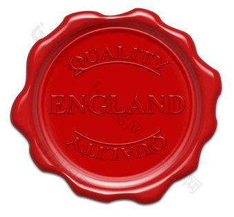 英格兰质量插图红色的蜡密封孤立的白色
