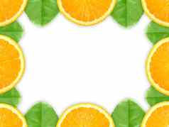 框架橙色水果绿色叶