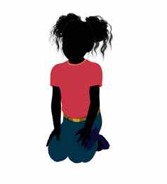 非洲美国女孩插图轮廓