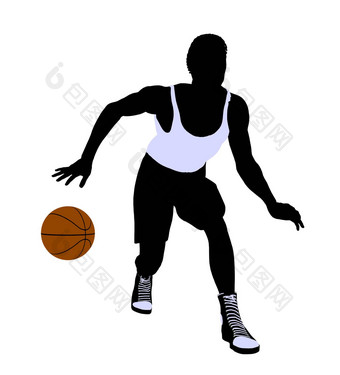 非洲美国篮球球员插图轮廓