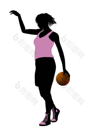 女<strong>篮球</strong>球员插图轮廓