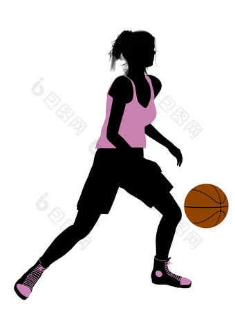 女<strong>篮球</strong>球员插图轮廓