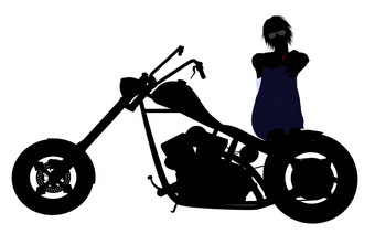 女骑摩托车的人轮廓