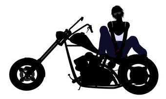 女骑摩托车的人轮廓