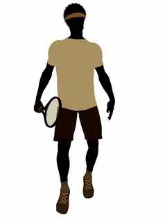 非洲美国网球球员插图轮廓