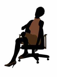女非洲美国办公室插图轮廓