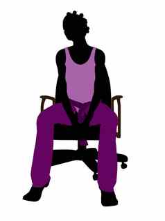 非洲美国休闲女人坐着椅子插图轮廓