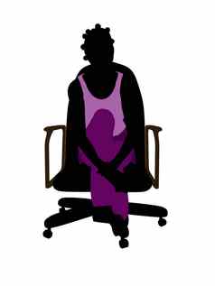 非洲美国休闲女人坐着椅子插图轮廓