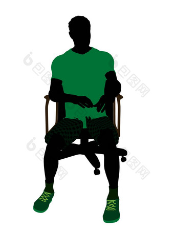 非洲美国<strong>网球</strong>球员坐着椅子插图轮廓