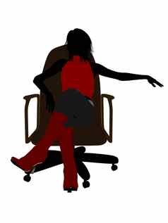 女音乐家坐着椅子插图轮廓