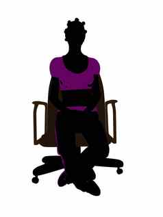 非洲美国女锻炼坐着椅子轮廓
