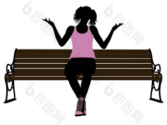 女运动员坐着板凳上插图轮廓
