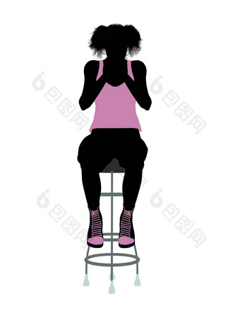 女运动员坐着酒吧高脚凳插图轮廓