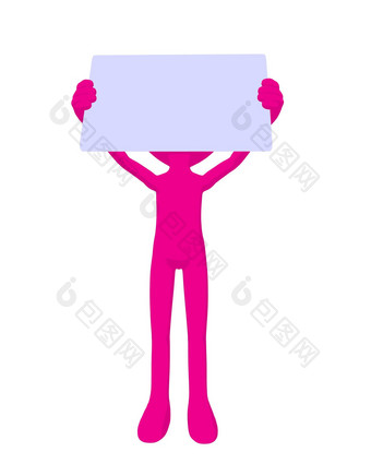 可爱的粉红色的轮廓的家伙持有空白业务卡