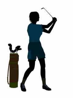 女高尔夫球球员插图轮廓