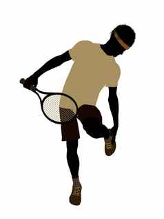 非洲美国网球球员插图轮廓