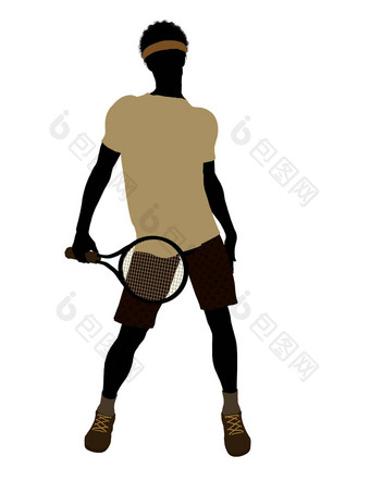 非洲美国<strong>网球</strong>球员插图轮廓