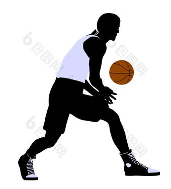 非洲美国篮球球员插图轮廓