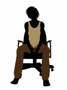 休闲女人坐着椅子插图轮廓