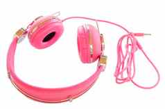 生动的粉红色的色彩斑斓的《连线》杂志耳机
