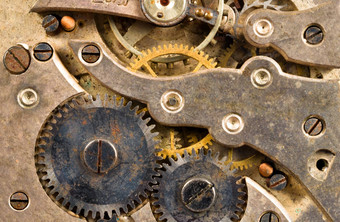 古董生锈的看pocketwatch时间一块运动齿轮齿轮