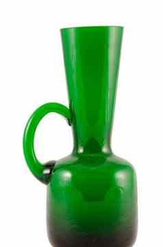 绿色玻璃花瓶处理孤立的白色