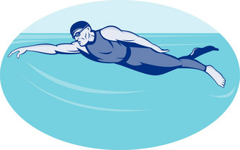 三项全能运动运动员<strong>游泳</strong>自由泳一边