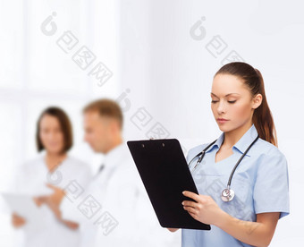 女医生护士听诊器