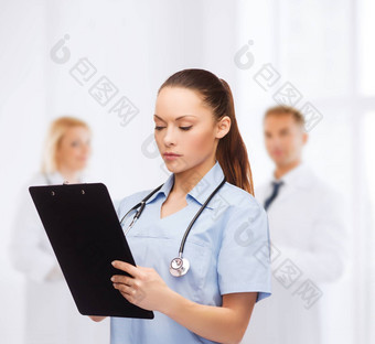 女医生护士听诊器