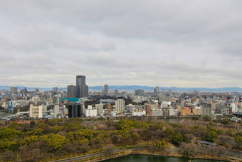 空中视图大阪城市