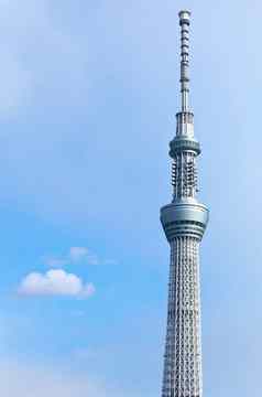 东京天空树清晰的蓝色的天空