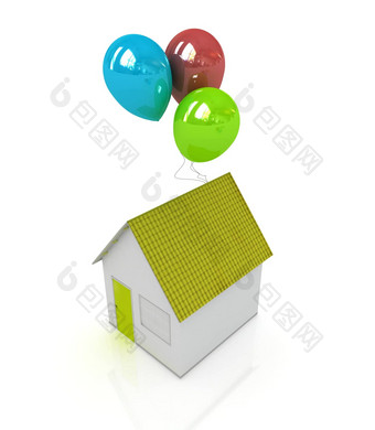 房子色彩斑斓的气球
