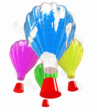 热空气气球地球贡多拉