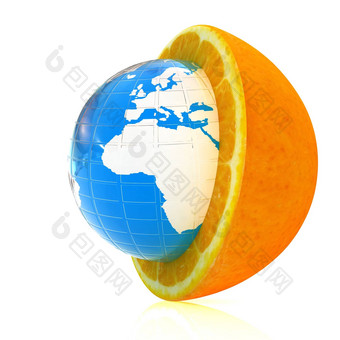 地球橙色<strong>水果</strong>有<strong>创意</strong>的概念上的图像