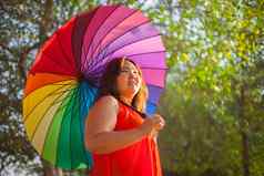 快乐高脂肪的女人伞