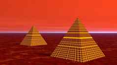 金字塔红色的沙漠