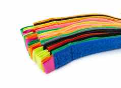 包色彩斑斓的Velcro是一个粘扣带或魔术贴品牌的商标。Velcro?是Velcro BVBA的注册商标条