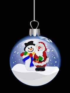 插图圣诞节玻璃球圣诞老人老人雪人