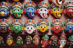 色彩斑斓的面具加德满都尼泊尔
