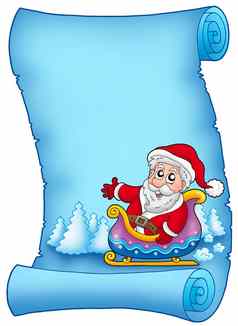 蓝色的羊皮纸圣诞老人雪橇