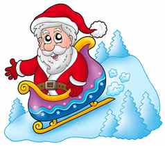 快乐圣诞老人老人雪橇