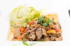 牛肉沙拉多汁的沙拉酱泰国调用百胜neua