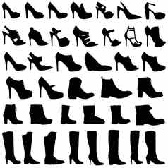 插图女人的鞋子靴子图标集