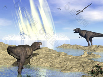 结束恐龙由于陨石影响尤卡坦半岛墨西哥渲染